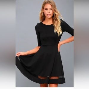 Lulus Sheer Factor Black Mesh Skater Dress (XL)